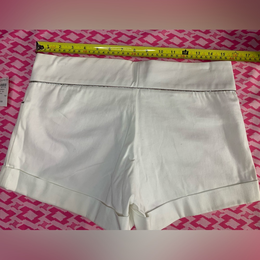 Charlotte Russe Size Medium Shorts Crisp White Silver Cord NWT - Picture 8 of 10